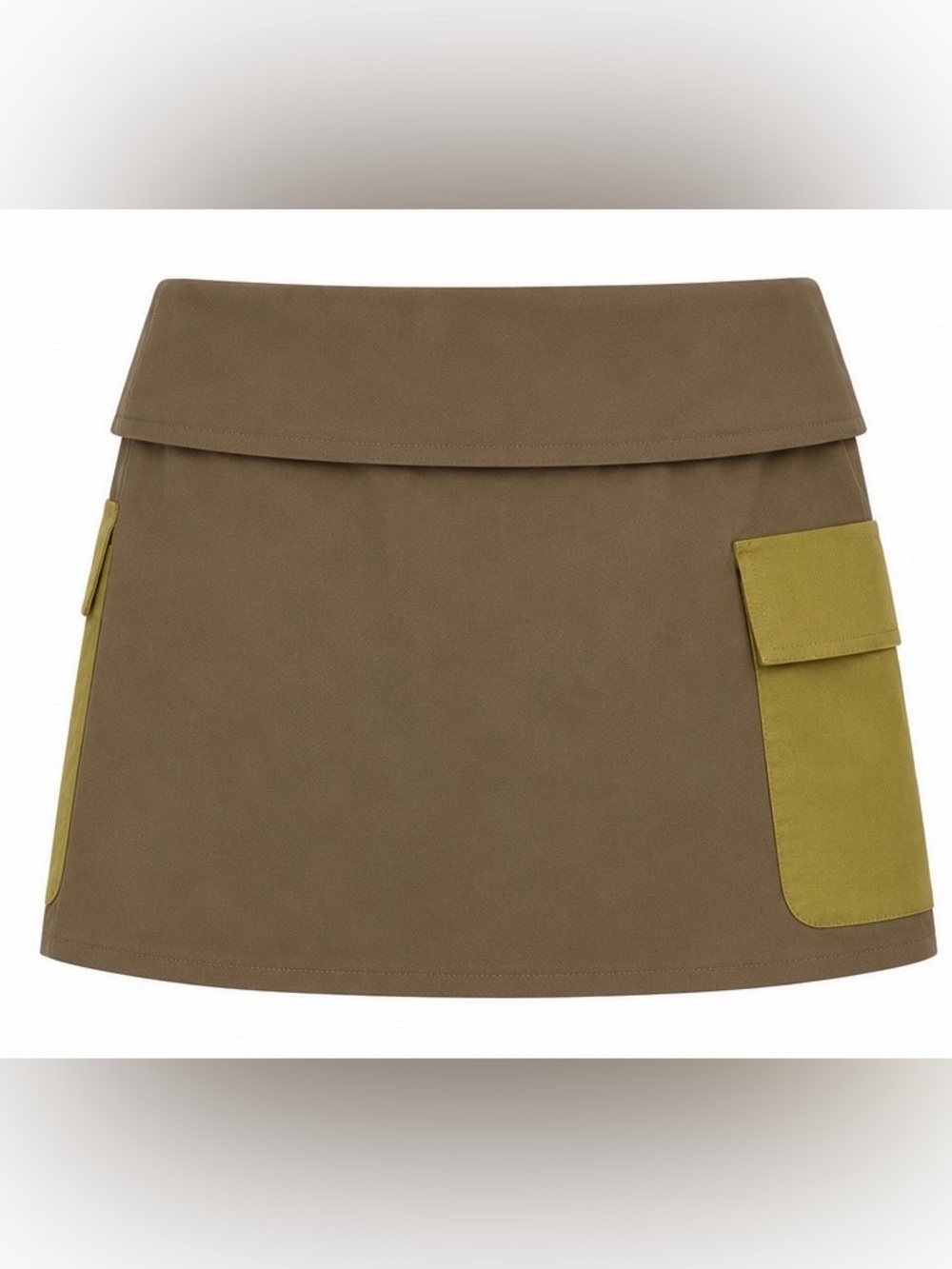 L’Academie Nishma Cargo Wrap Mini Skirt Olive Green Mix Medium - Picture 12 of 14